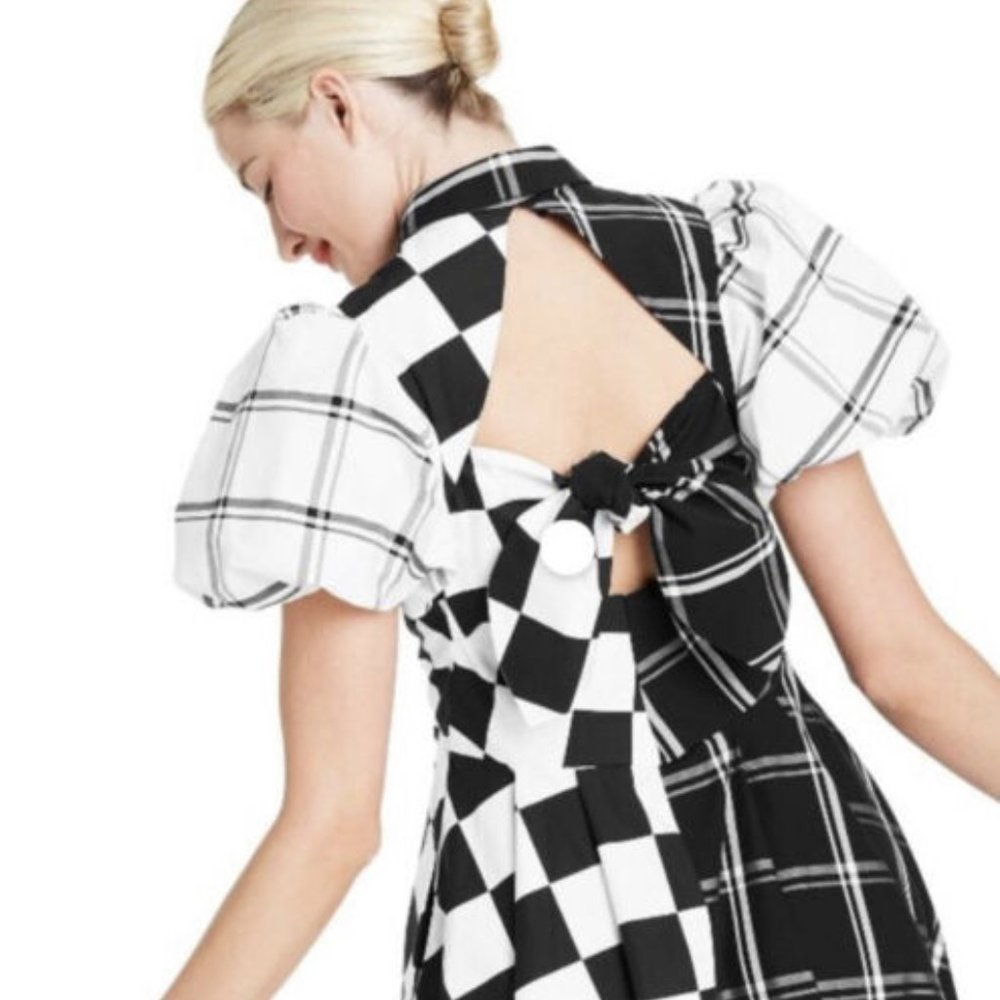 Mixed Checkerboard Puff Sleeve Shirtdress-- Christopher John Rogers for Target 4